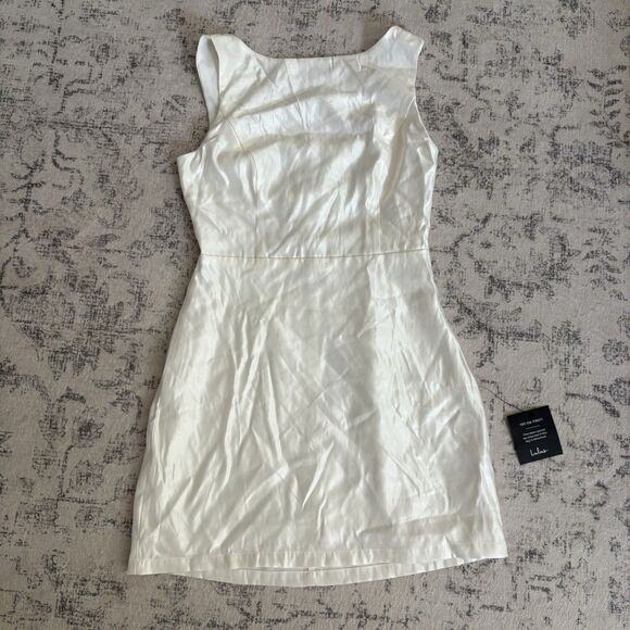 Lulus Sophisticated Selection White Sleeveless Backless Mini Dress Size Medium - Picture 3 of 11